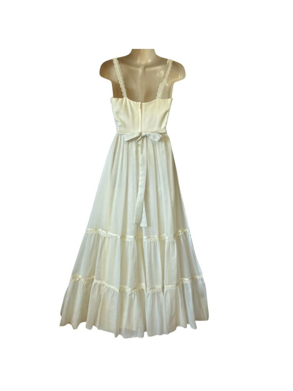 Vtg Candi Jone Maxi Dress Size S Gunne Sax Styled Prairie Lined Tiered Skirt 70' - Picture 9 of 16